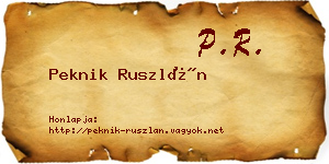 Peknik Ruszlán névjegykártya